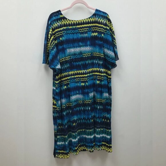 Sparkle & Fade Womens Bandage Dress Blue Knee Length Striped Sleeveless Scoop M - Picture 2 of 3